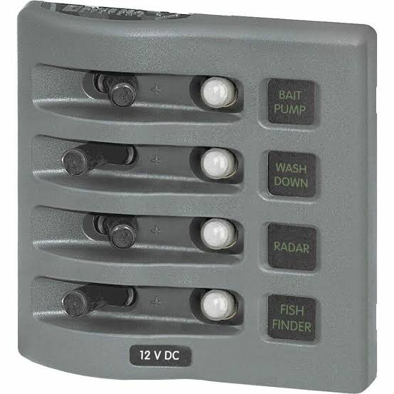 Blue Sea Systems - 4374-BSS - Panel WD 12VDC CB 4 pos gray