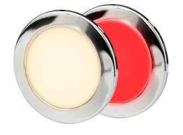 Hella Marine - 2JA 958 340-127 - EUROLED 95 GEN2, 12/24V DC, WARM WHITE/RED LIGHT & 316SS RIM, ROUND