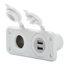 Marinco - 12VCOMBOW-B - Dual USB Charger and 12V Receptacle White, OEM