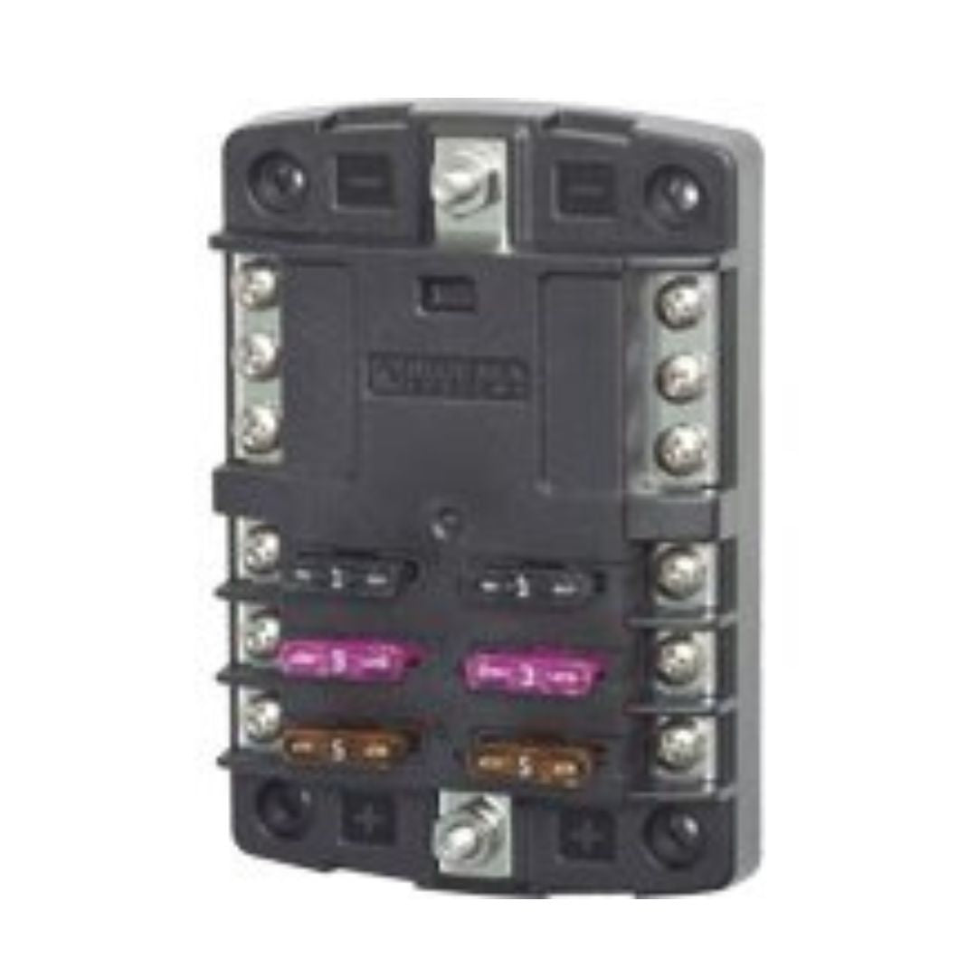 Blue Sea Systems - 5030B-BSS - FUSE BLK ST BLADE 6 W/GND NO COVER (FLM- 5)