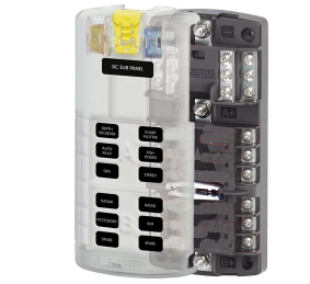 Blue Sea Systems - 5032-BSS - FUSE BLOCK STBLADESPLIT12 W/GND/CVR