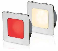 Hella Marine - 2JA 958 340-627 - EUROLED 95 GEN2, 12/24V DC, WARM WHITE/RED LIGHT & 316SS RIM, SQUARE