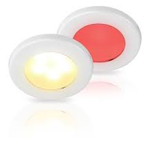 Hella Marine - 2JA 015 247-011 - LED DOWNLIGHT EUROLED75 12V WHITE RED SCREW MOUNT - WHITE PLASTIC RIM