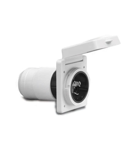 Marinco 6351EL-B 50A 125V Square Power Inlet White