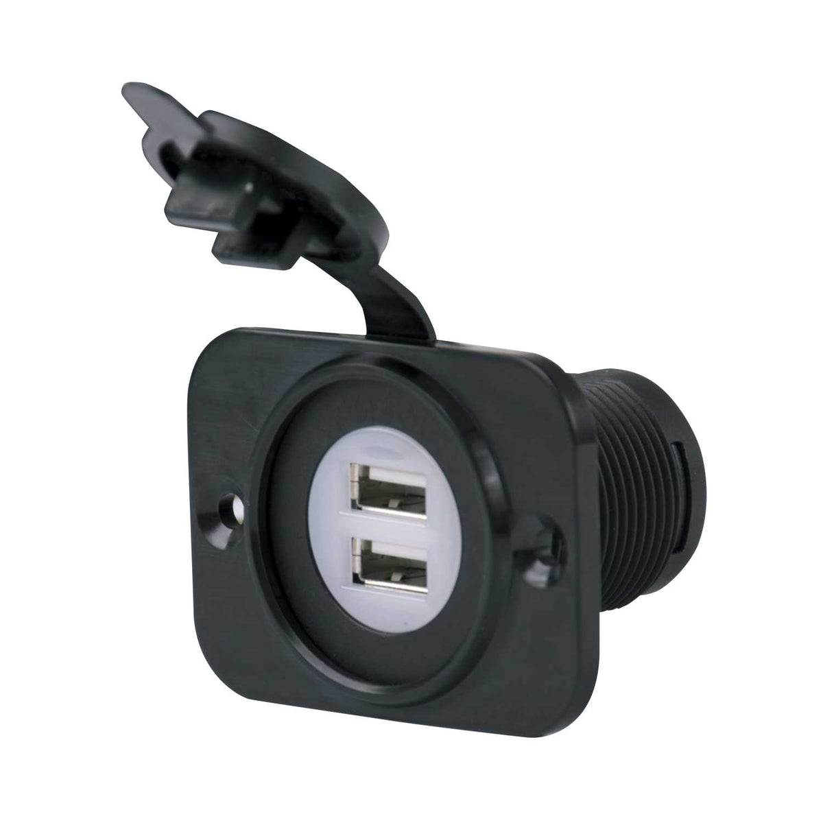 Marinco 12VDUSBN-B Dual USB Charger 12-24V No LED Black