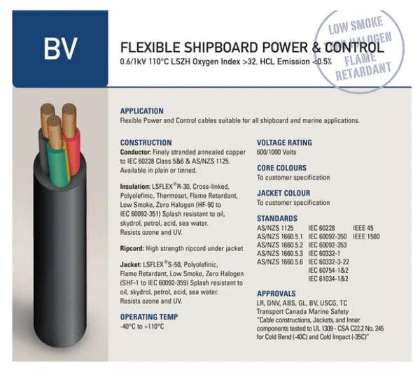 Tricab BVA-PAXD/3C6BK 3x6mm² SHF-1 Marine Power Cable