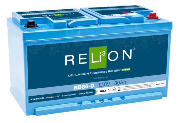 RELiON - RB80-D - 12V 80Ah DIN LiFePO4 Battery
