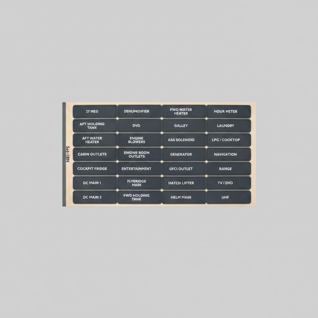 A set of rectangular automotive dashboard gauges with a dark gray face and white text, arranged in a grid on a black background.