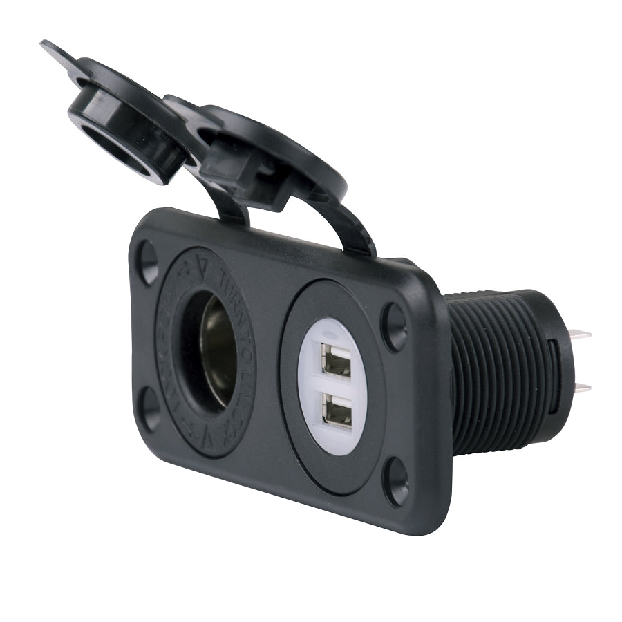 Marinco 12VCOMBO-B SeaLink Dual USB & 12V Receptacle (BULK)