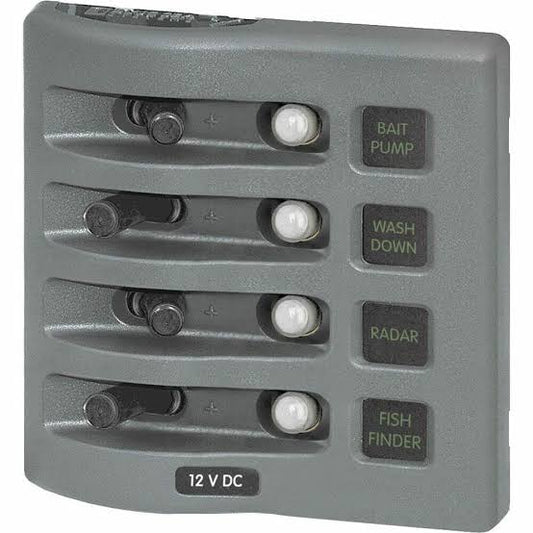 Blue Sea Systems - 4374-BSS - Panel WD 12VDC CB 4 pos gray