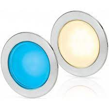 Hella Marine - 2JA 958 340-131 - EUROLED 95 GEN2, WARM WHITE/BLUE LIGHT & 316SS RIM, ROUND