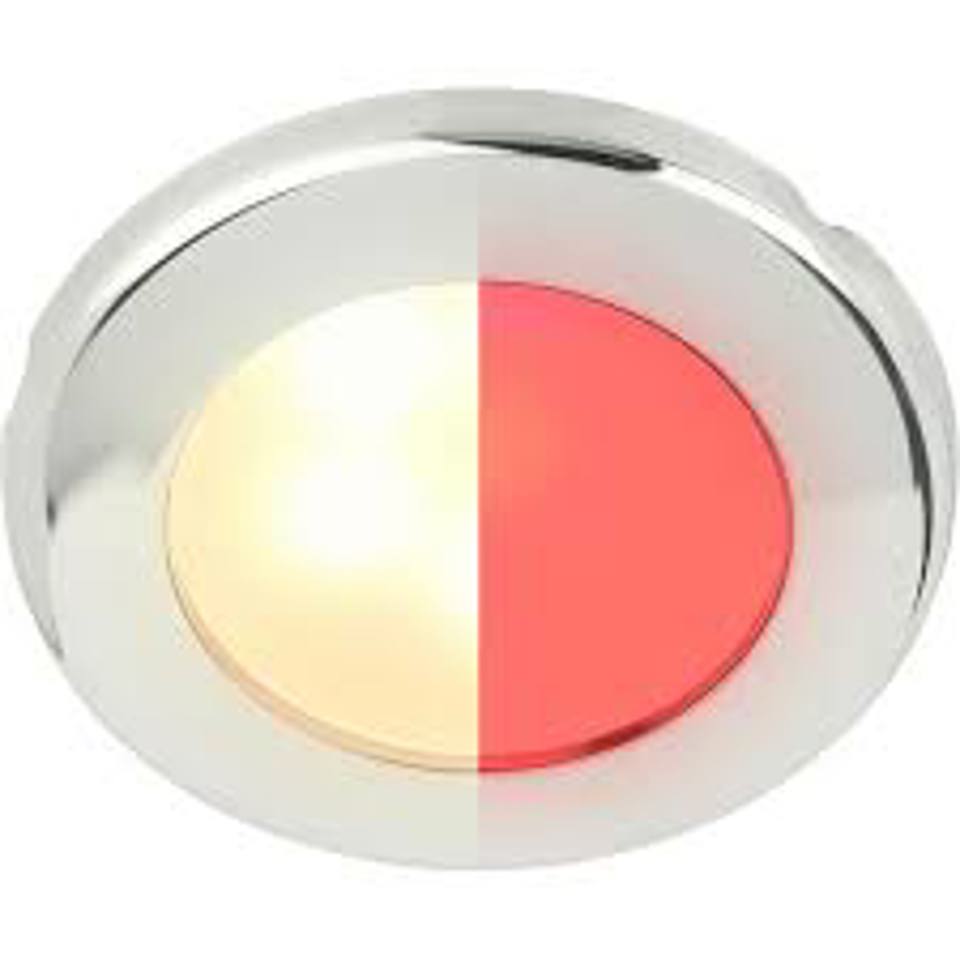 Hella Marine - 2JA 015 247-121 - LED DOWNLIGHT EUROLED75 12V WARM WHITE RED SCREW MOUNT - SS RIM