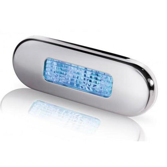 Hella Marine - 2XT 980 869-601 - LED OBLONG COURTESY LAMP - SURFACE MOUNT 12/24V BLUE - POLISHED 316 S/S BEZEL