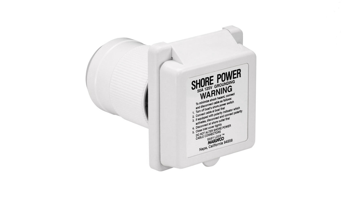 Marinco 6351EL-B 50A 125V Square Power Inlet White