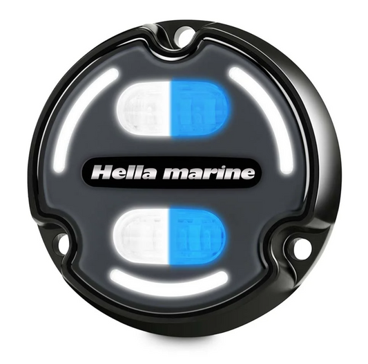 Hella Marine - 2LT 016 147-001 - APELO2 White/Blue Light - 3000 Lumen/30W - Hard Anodised Alu - Charcoal Lens - Sleeved Carton