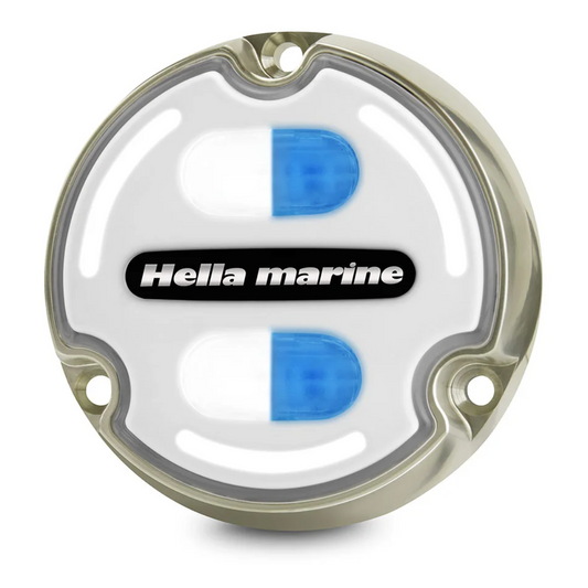 HELLA MARINE - 2LT 016 147-101 - APELO2, WHITE/BLUE, MARINE BRONZE, WHITE LENS, 30W/3000Lumen SLEEVED