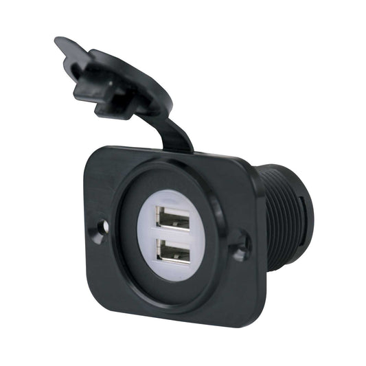 Marinco 12VDUSBN-B Dual USB Charger 12-24V No LED Black