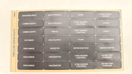 BEP SET-A Marine Circuit Switch Panel Label Sheet