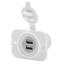 Marinco - 12VDUSBW-B - Dual USB Charger Receptacle 12-24V, White, OEM
