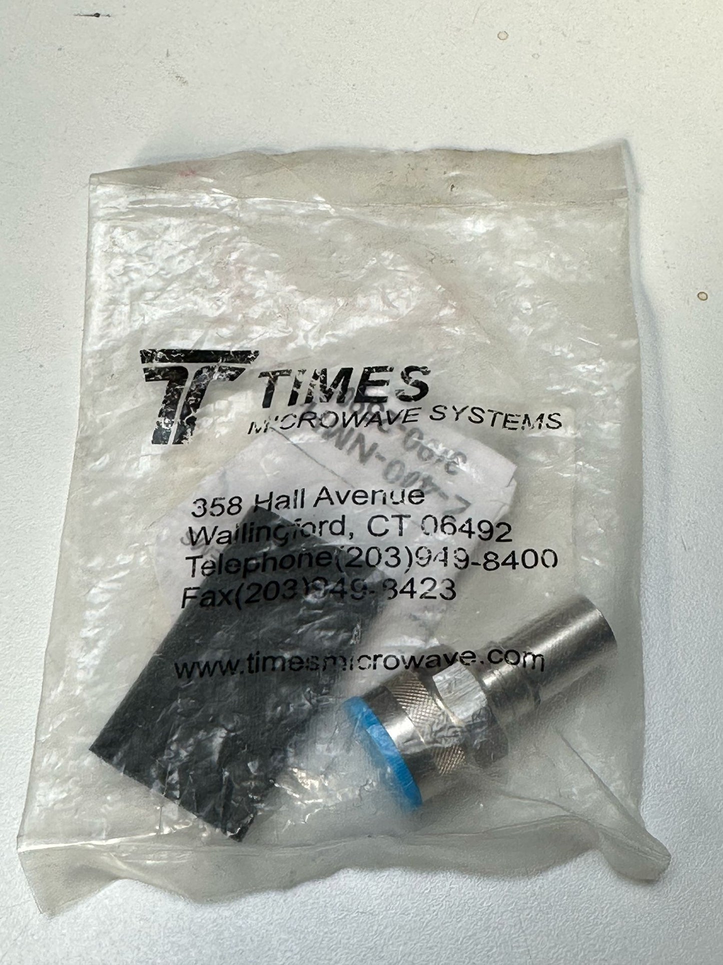 Times Microwave Systems - 3190-2590 - EZ-400-NMH-X,N-Male (plug) crimp hex/knurl coupling nut/non-solder pin, no
braid trim
