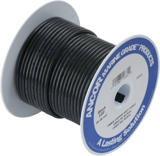 Ancor - 111002 - Tinned Copper Wire, 8 AWG (8mm2), Black - 25ft