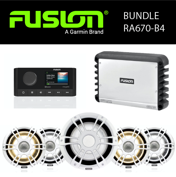 Fusion Marine Audio - MS-RA670 Stereo, Amplifier, Speaker & Sub Party Bundles