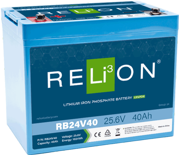 RELiON - RB24V40 - 24V 40ah Deep Cycle Lithium Battery