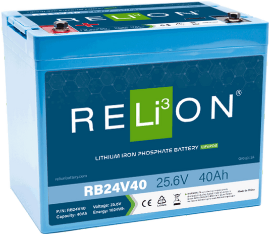 RELiON - RB24V40 - 24V 40ah Deep Cycle Lithium Battery