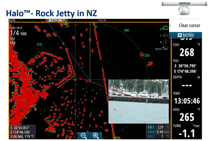 Simrad HALO-3 Pulse Compression Radar 000-11469-001 rock jetty in NZ