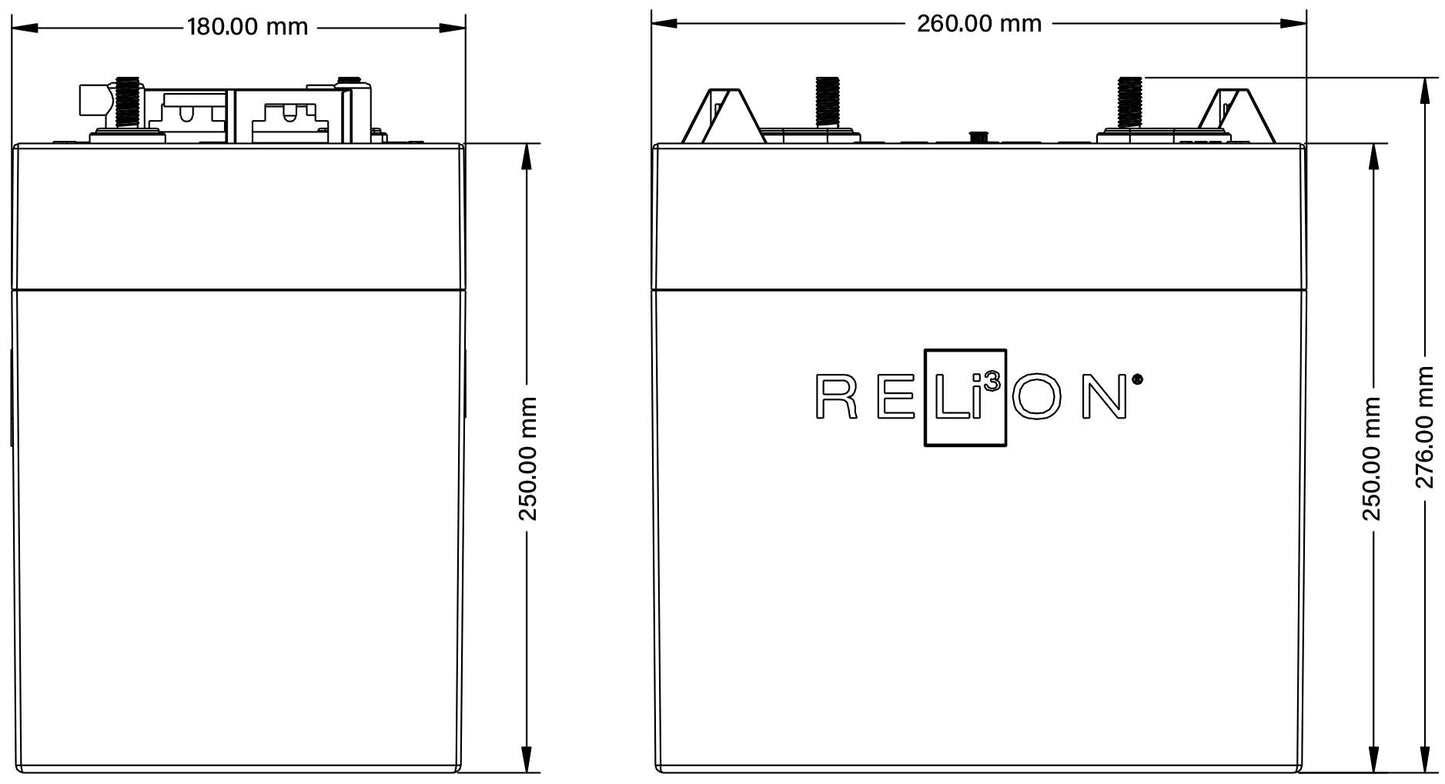 RELiON - 12V120-GC2 - 12V 120Ah GC2 001 LIFEPO4, HAZMAT