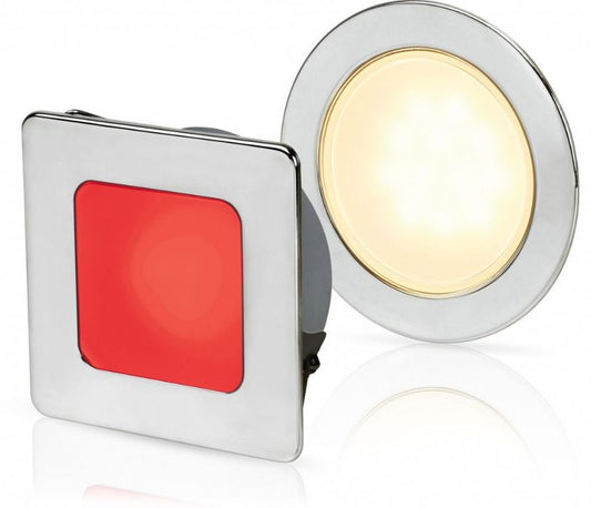 Hella Marine - 2JA 958 340-127 -  EUROLED 95 GEN2, 12/24V DC, WARM WHITE/RED LIGHT & 316SS RIM, ROUND